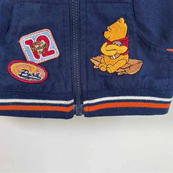 Vintage Winnie The Pooh Football Jacket Navy Fall Sporty 3-6 Months Baby - Picture 3 of 6